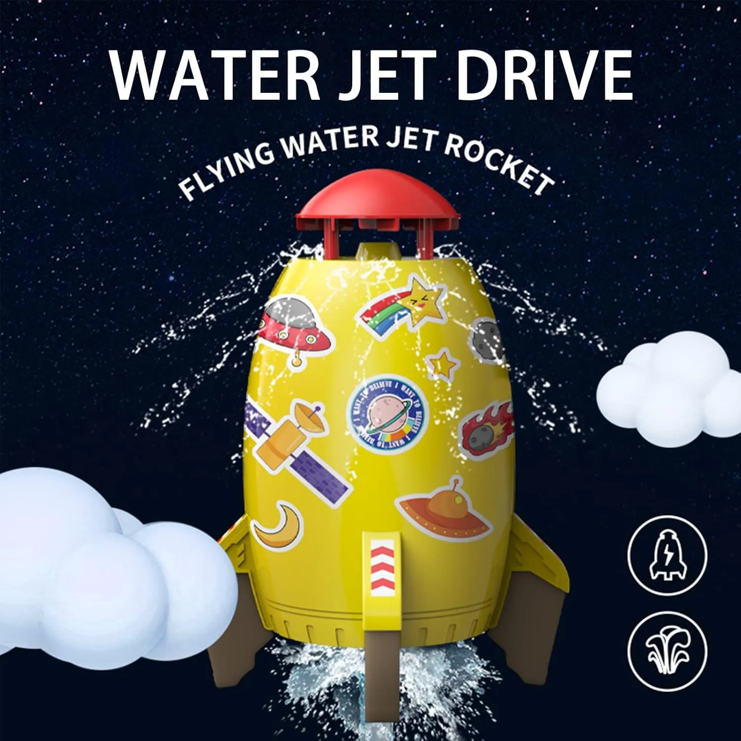 Rocket Sprinklers Kids Toys Outdoor Water Play for Kids 3 Years and Up (Yellow)
