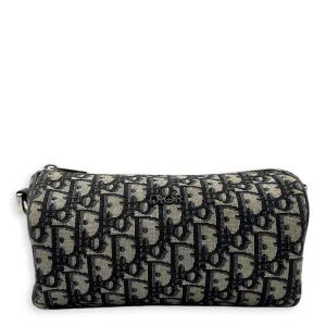 Roller Crossbody Bag Blue in Canvas, Silver hardware