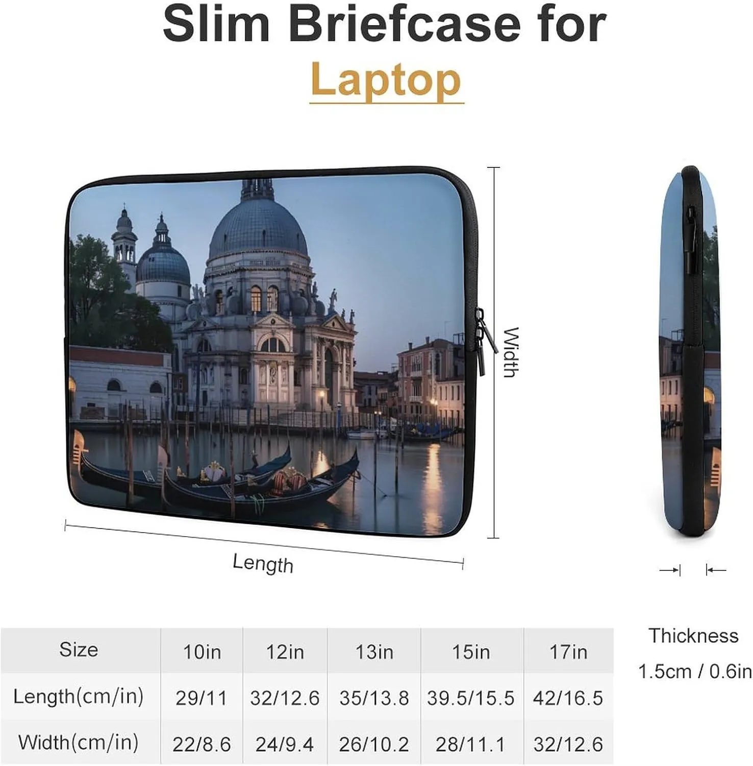 Roman Catholic Santa Maria Salute Venice Italy Laptop Sleeve Case Protective Computer Bag Carrying Briefcase for Men Women