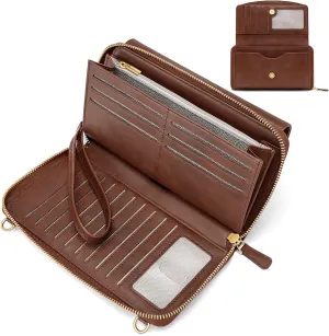 RONSIN Purse Wallet Anti Theft and RFID Blocking Small Leather Wallet Clutch Purses for Women