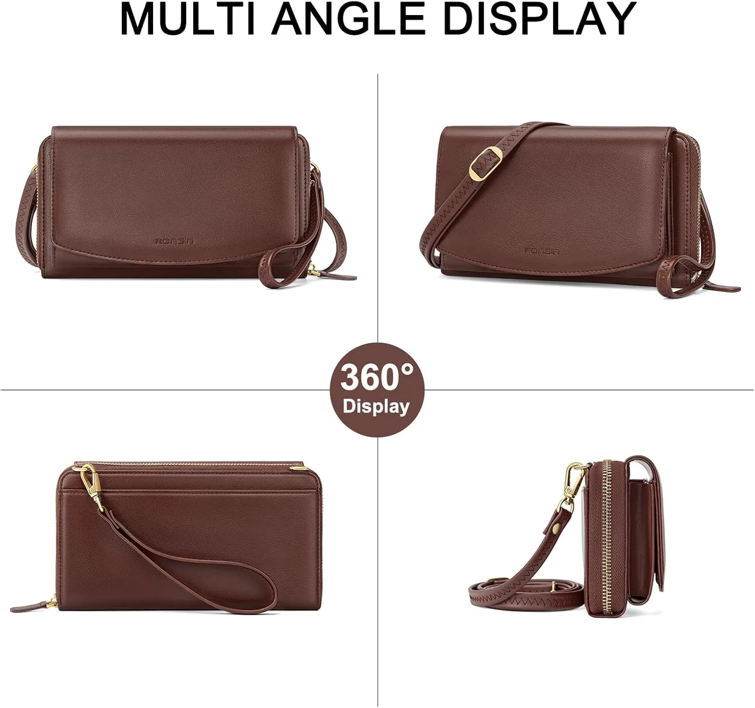 RONSIN Purse Wallet Anti Theft and RFID Blocking Small Leather Wallet Clutch Purses for Women