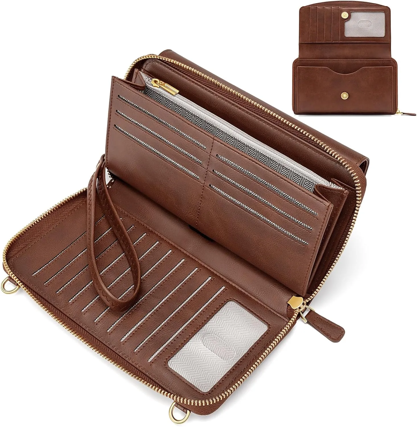 RONSIN Purse Wallet Anti Theft and RFID Blocking Small Leather Wallet Clutch Purses for Women