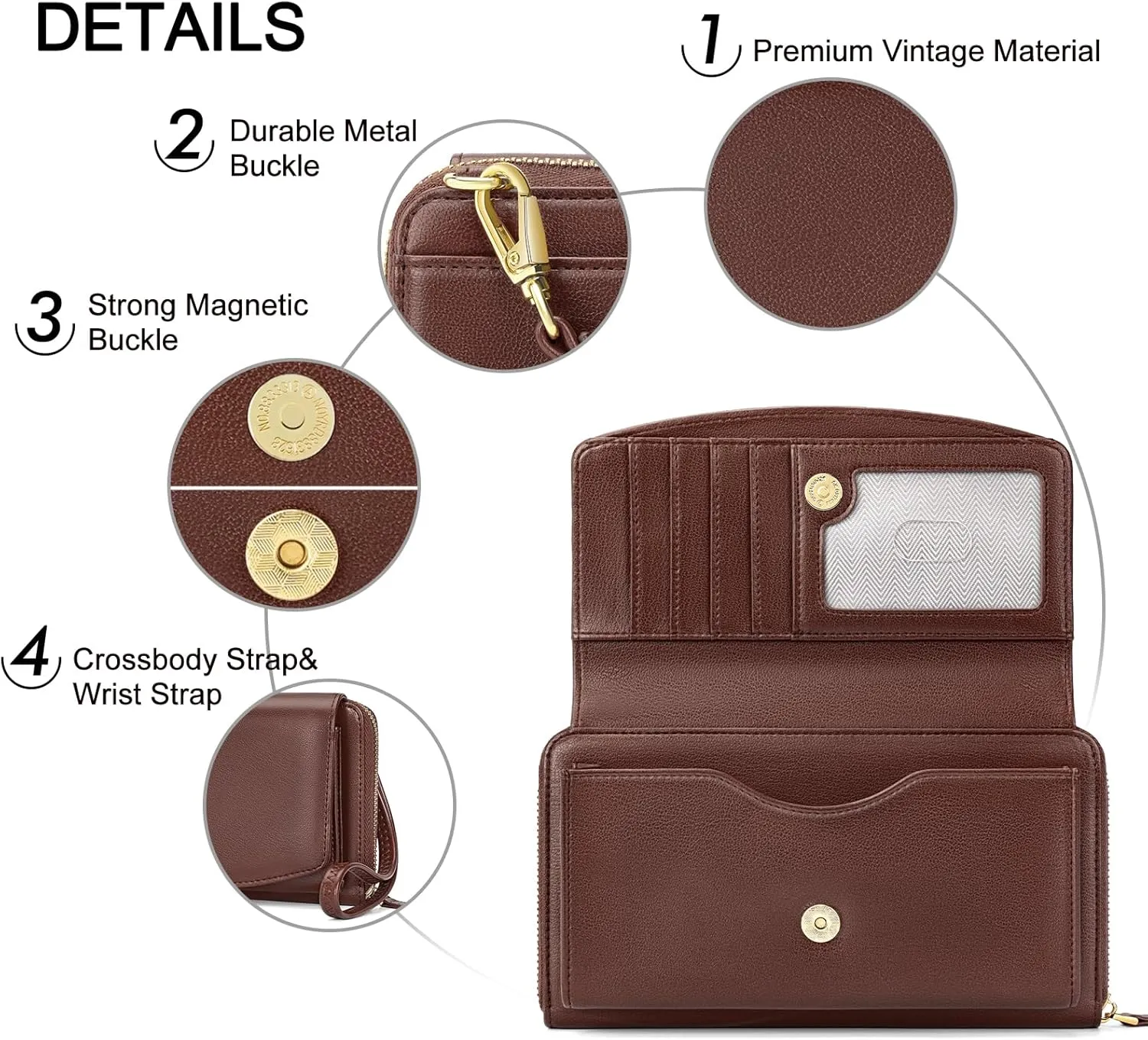 RONSIN Purse Wallet Anti Theft and RFID Blocking Small Leather Wallet Clutch Purses for Women