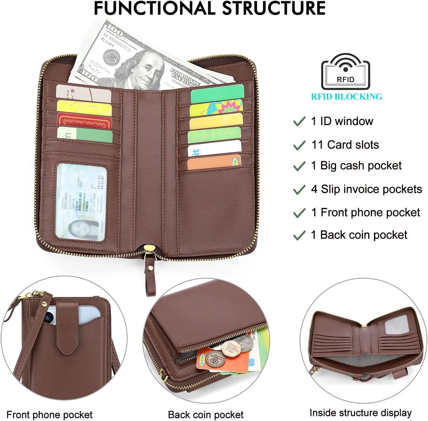RONSIN Small Crossbody Phone Bag for Women Cell Phone Purse Wallet Mini Shoulder Bag with RFID Card Slots