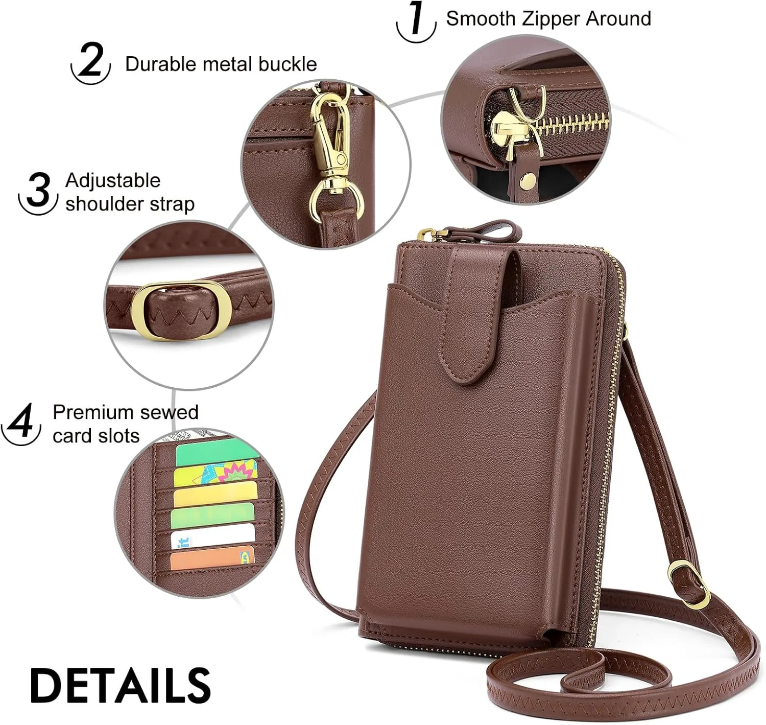 RONSIN Small Crossbody Phone Bag for Women Cell Phone Purse Wallet Mini Shoulder Bag with RFID Card Slots