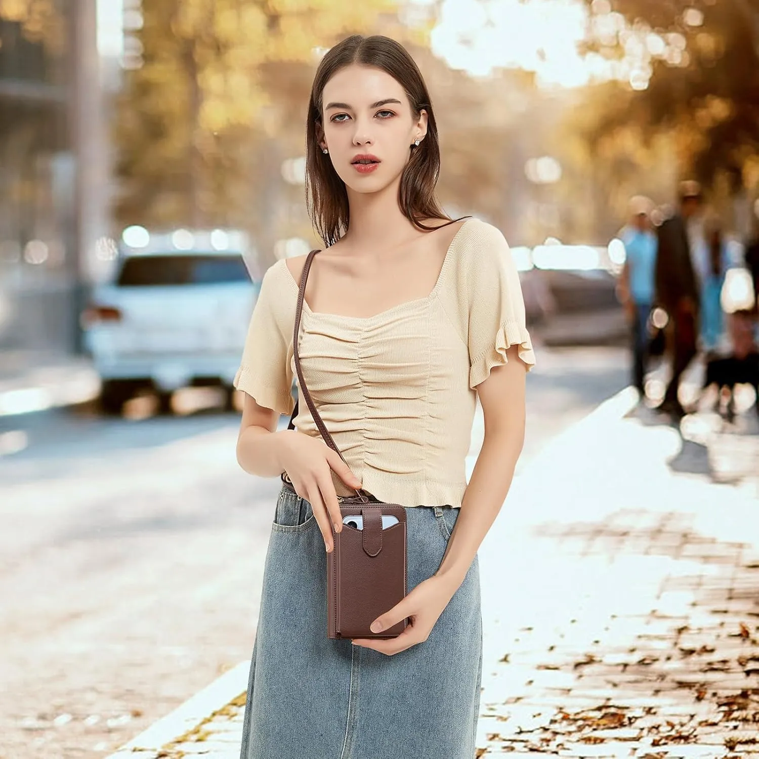 RONSIN Small Crossbody Phone Bag for Women Cell Phone Purse Wallet Mini Shoulder Bag with RFID Card Slots