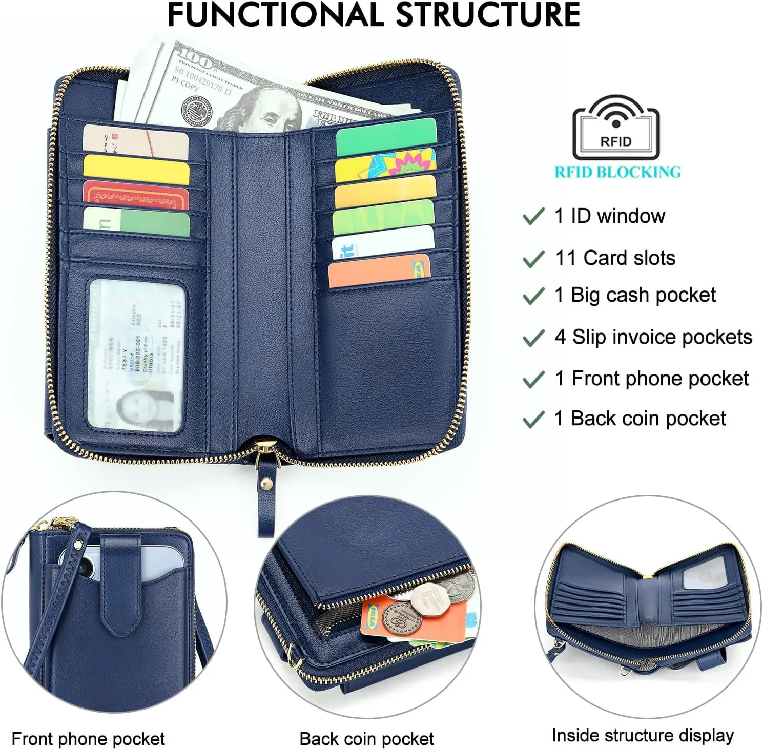 RONSIN Small Crossbody Phone Bag for Women Cell Phone Purse Wallet Mini Shoulder Bag with RFID Card Slots