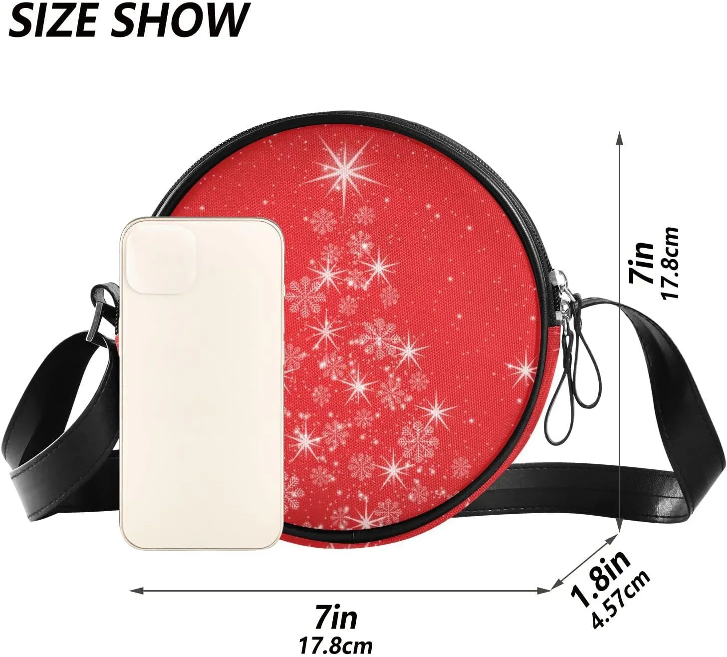 Round Crossbody Bag Small Circle Purse Zip Handbag for Women