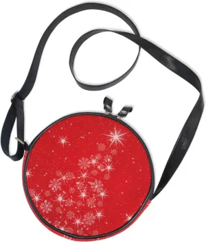 Round Crossbody Bag Small Circle Purse Zip Handbag for Women