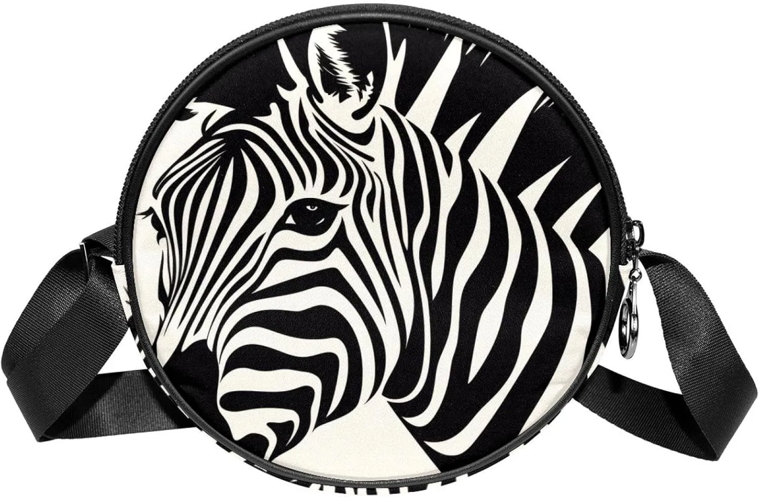 Round Crossbody Wallet, Circle Crossbody Purse Handbag, zebra