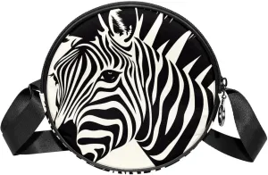 Round Crossbody Wallet, Circle Crossbody Purse Handbag, zebra