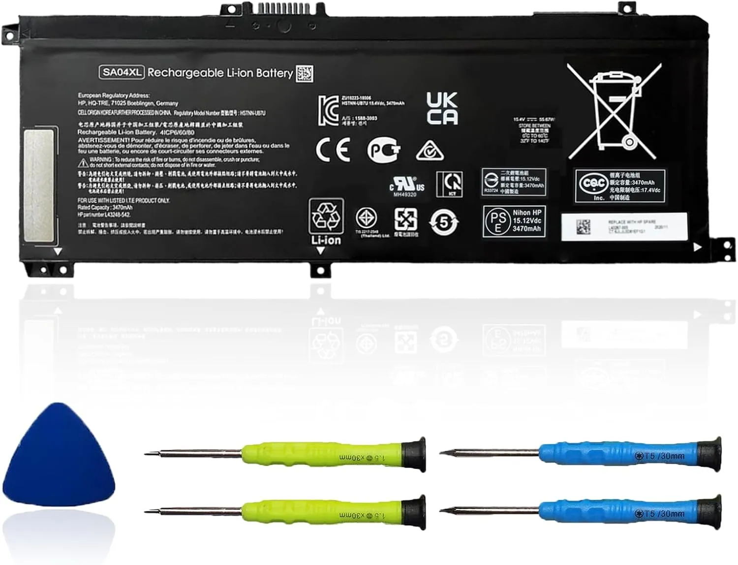 SA04XL Laptop Battery Compatible with HP Envy X360 15-DR 15-DR0010TX Series Notebook HSTNN-OB1F HSTNN-OB1G HSTNN-UB7U L43248-541 L43248-AC1 L43248-AC2 L43267-005 SAO4XL 15.12V 55.67Wh
