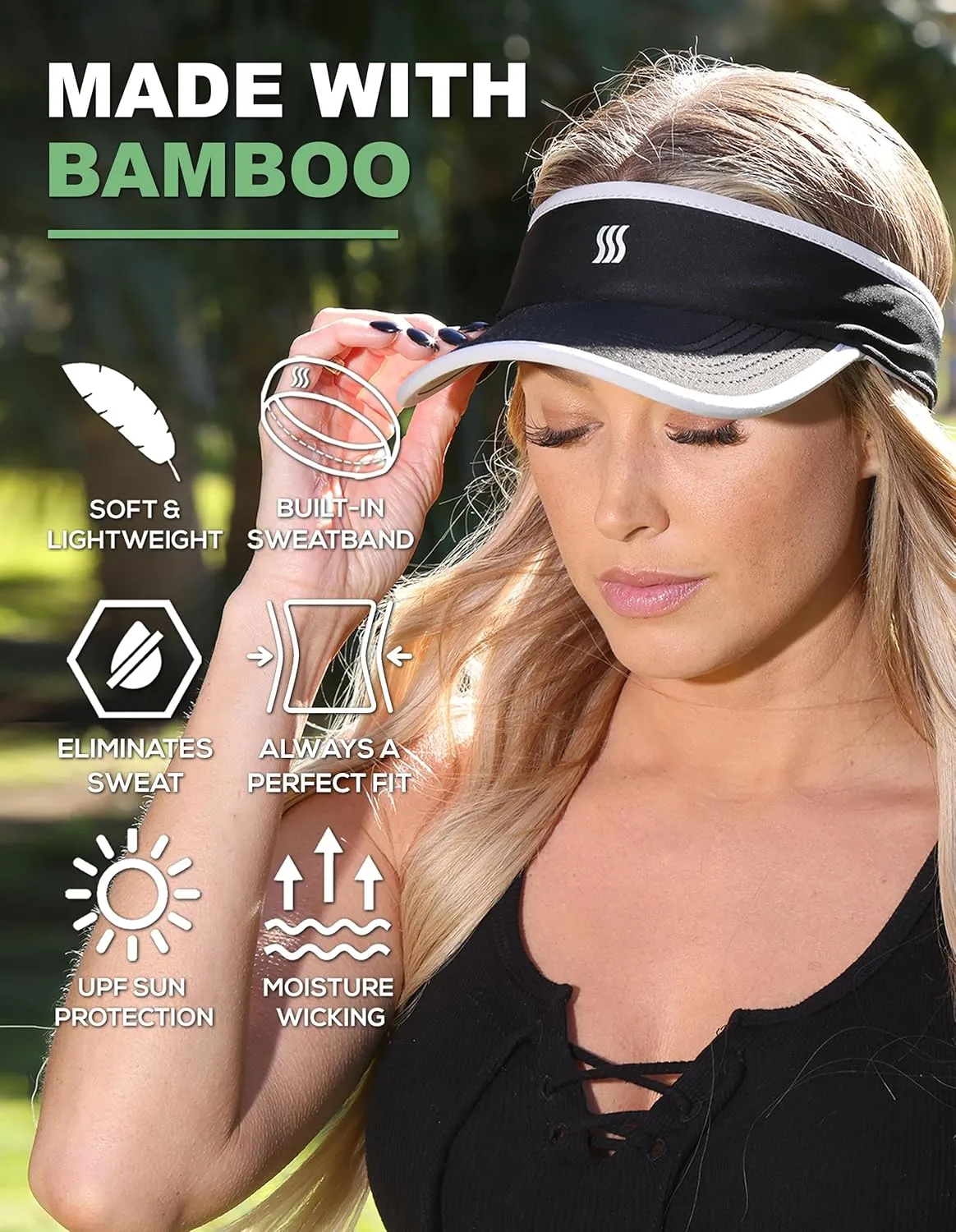 SAAKA Sport Visor for Women. Soft, Stretchy, Lightweight & Adjustable. Running, Tennis, Golf & Sports.