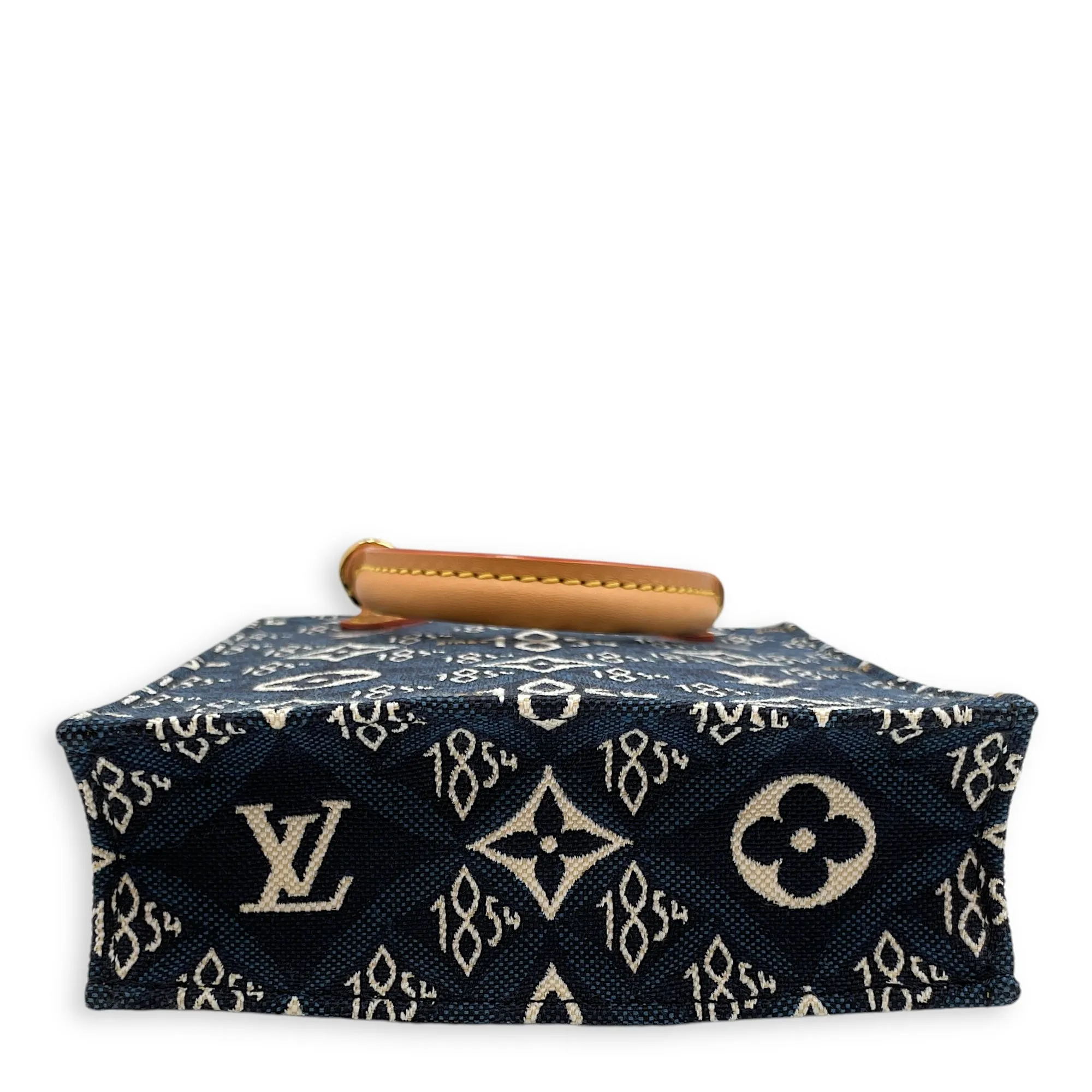 Sac Plat Blue Crossbody Bag in Denim, Gold hardware