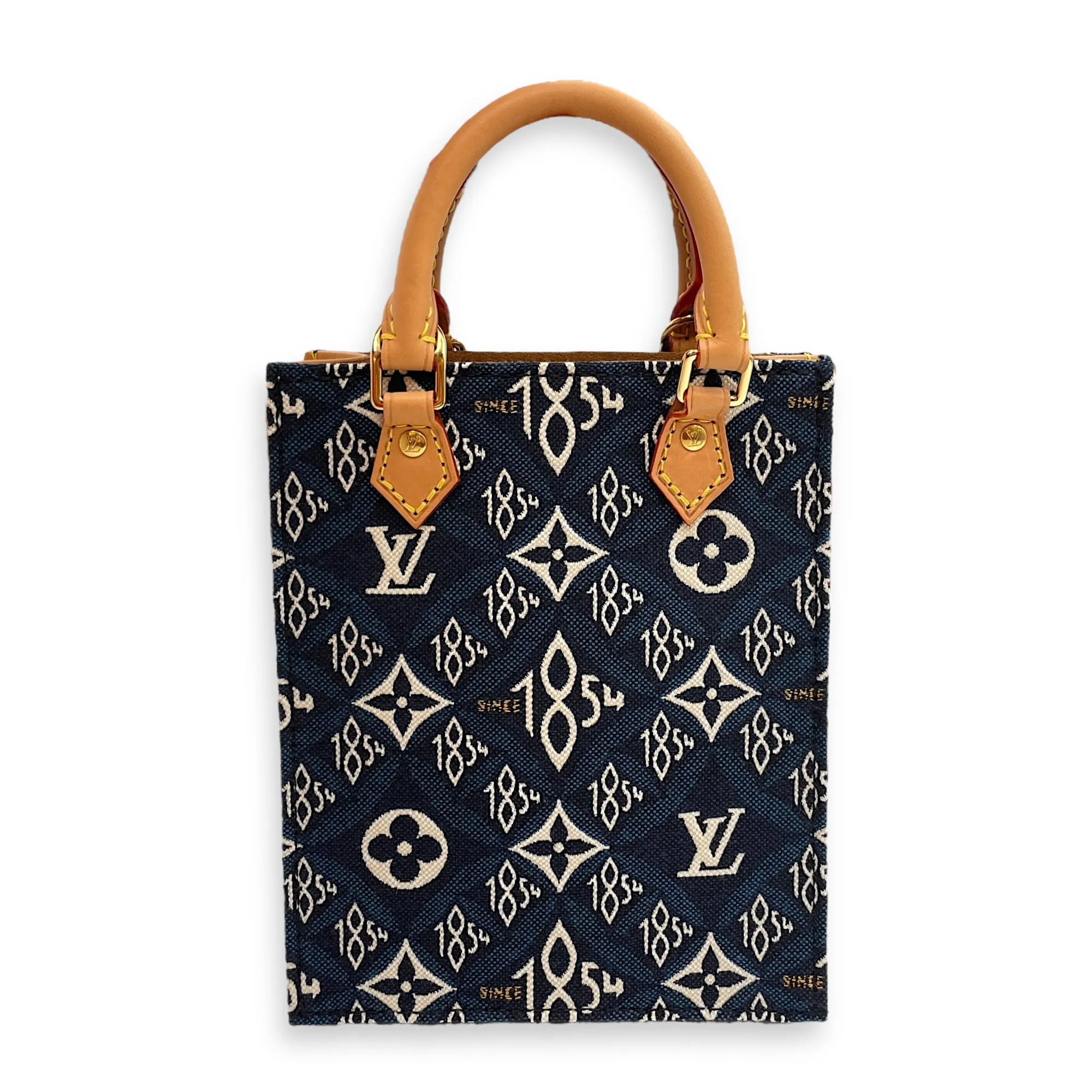Sac Plat Blue Crossbody Bag in Denim, Gold hardware