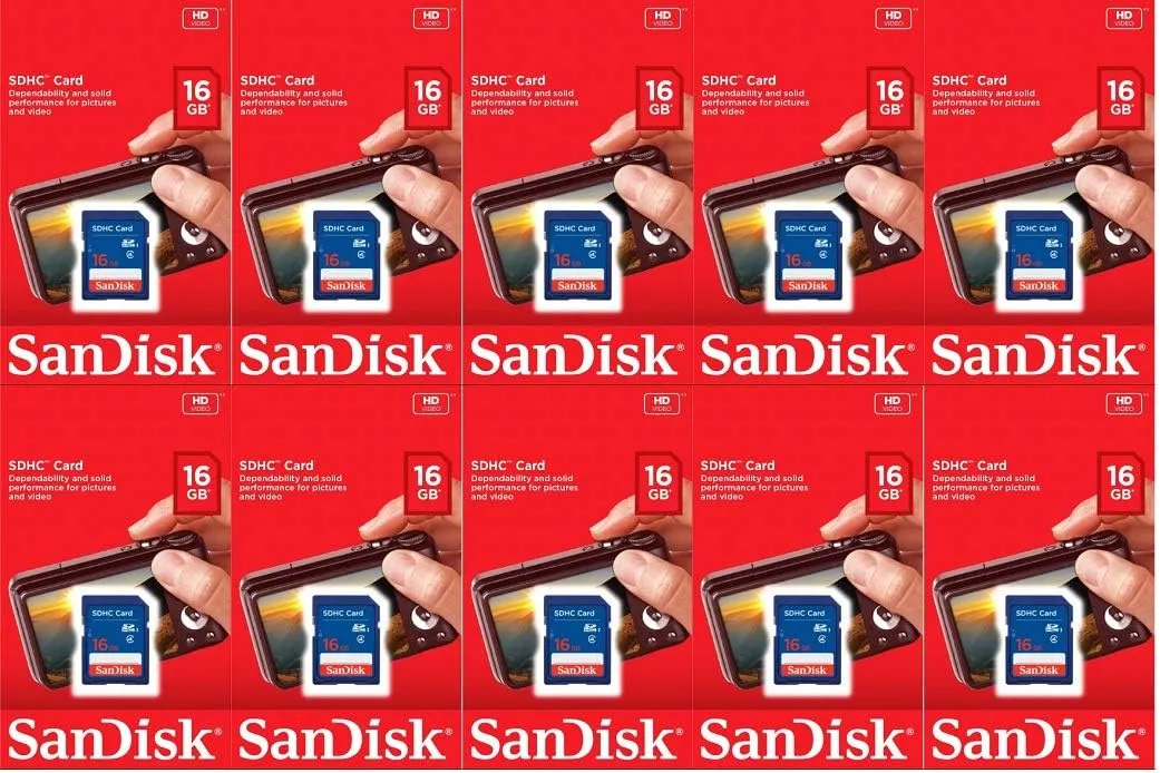Sandisk 16GB (10 Pack) SD Card Bundle SDHC Class 4 Flash Memory | Model SDSDB-016G-B35 |