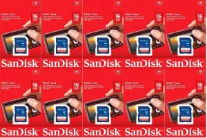 Sandisk 16GB (10 Pack) SD Card Bundle SDHC Class 4 Flash Memory | Model SDSDB-016G-B35 |