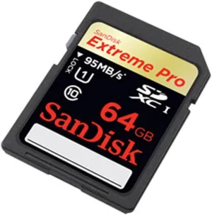 SanDisk Extreme PRO 64GB up to 95MB/s UHS-I/U3 SDXC Flash Memory Card - SDSDXPA-064G-X46