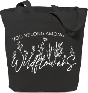 SAUIVD Inspirational Floral Canvas Tote Bag Funny Wildflowers Tote Bag Flower Shopping Shoulder Bags Reusable Handbag
