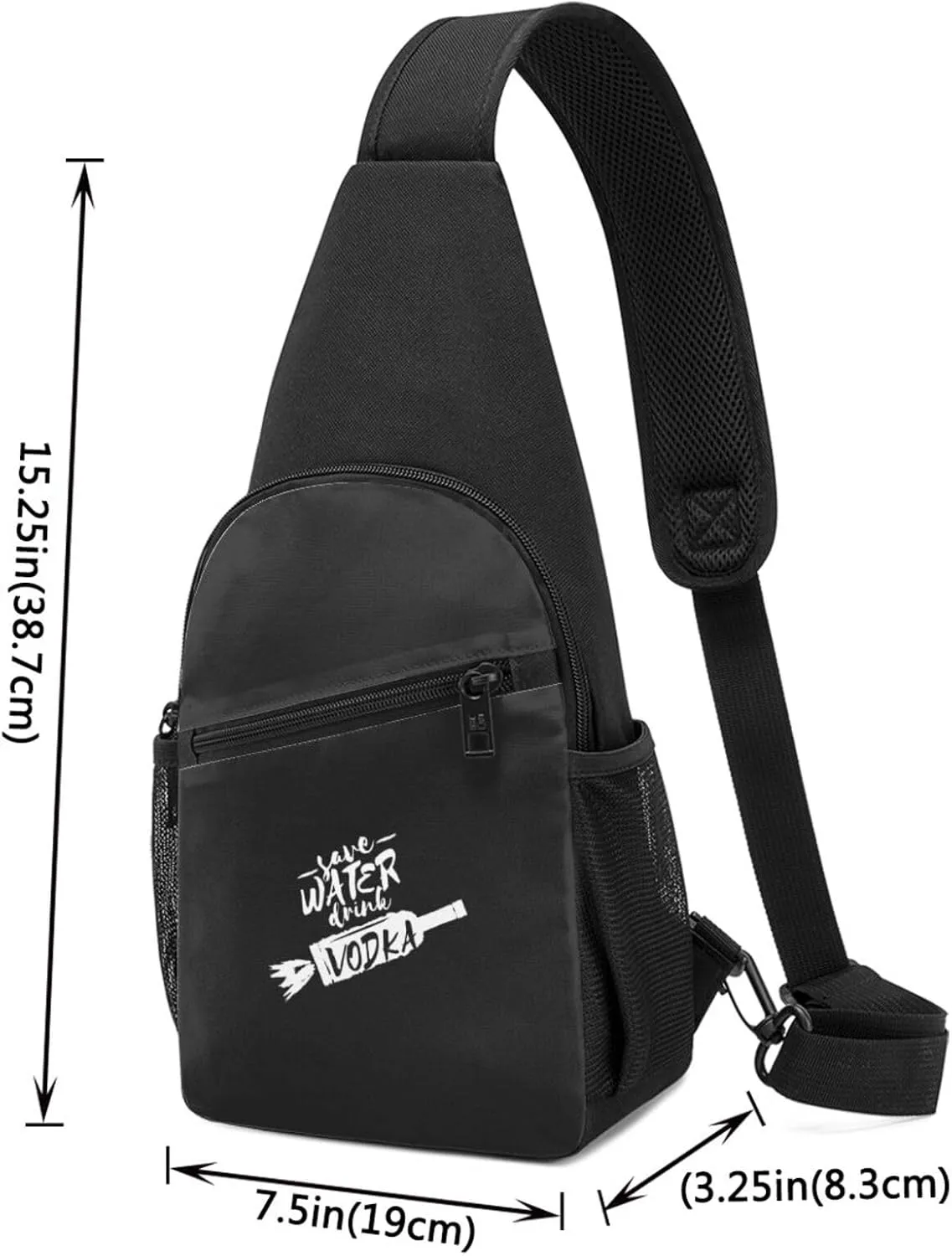Save Water Drink Vodka Unisex Chest Bag Lightweight Crossbody Shoulder Bag Travel Pocket