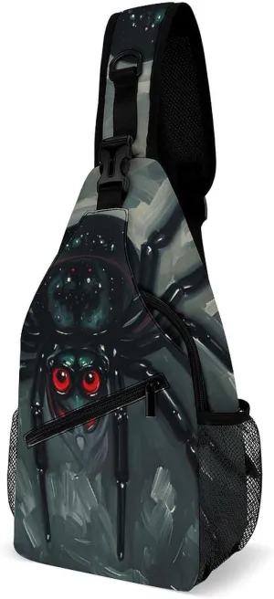 Scary Spider Sling Bag for Men Women Travel Crossbody Bags Large Hiking Sling Backpack Chest Bag Man Purse