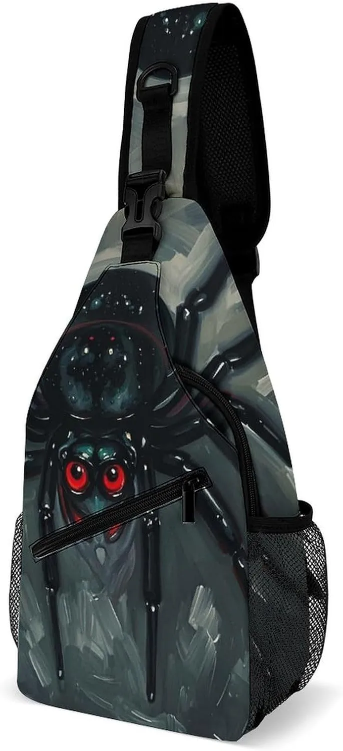 Scary Spider Sling Bag for Men Women Travel Crossbody Bags Large Hiking Sling Backpack Chest Bag Man Purse