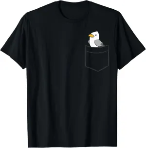 Seagull In a Pocket Cute Sea Gull Bird T-Shirt