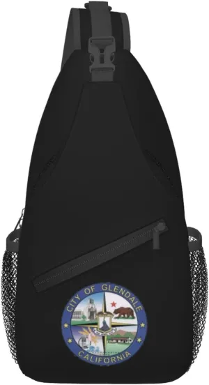 Seal Of Glendale, California Crossbody Bags For Women Men Chest Backpack Gym Shoulder Bag Travel Outdoor Sports Casual Crossbody Bags