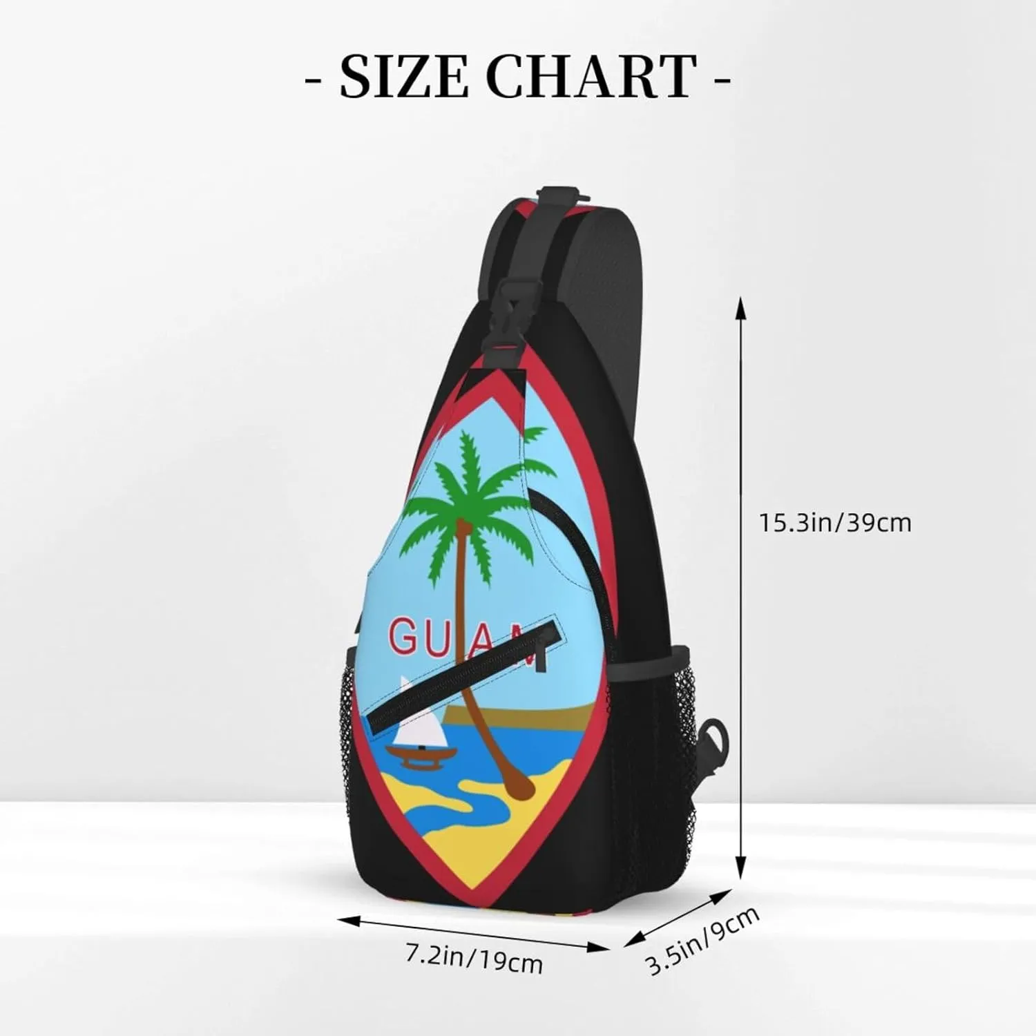 Seal Of Guam Sling Backpack Chest Daypack Crossbody Crossbody Shoulder Bags For Travel Sports Running Hiking, Black