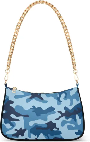 senya Handbags Chain Shoulder Tote Bag Blue Sea Water Camouflage Seamless Pattern Satchel Purse Top Handle Crossbody Bags for Women