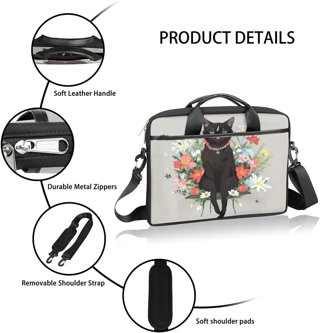 Serene Bear Laptop Bag for Women Men 13-15 Inch Computer Briefcase Bag Lightweight Notebook Shoulder Messenger Bag