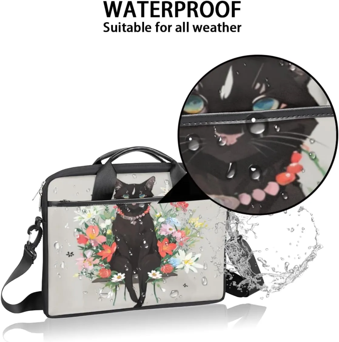 Serene Bear Laptop Bag for Women Men 13-15 Inch Computer Briefcase Bag Lightweight Notebook Shoulder Messenger Bag