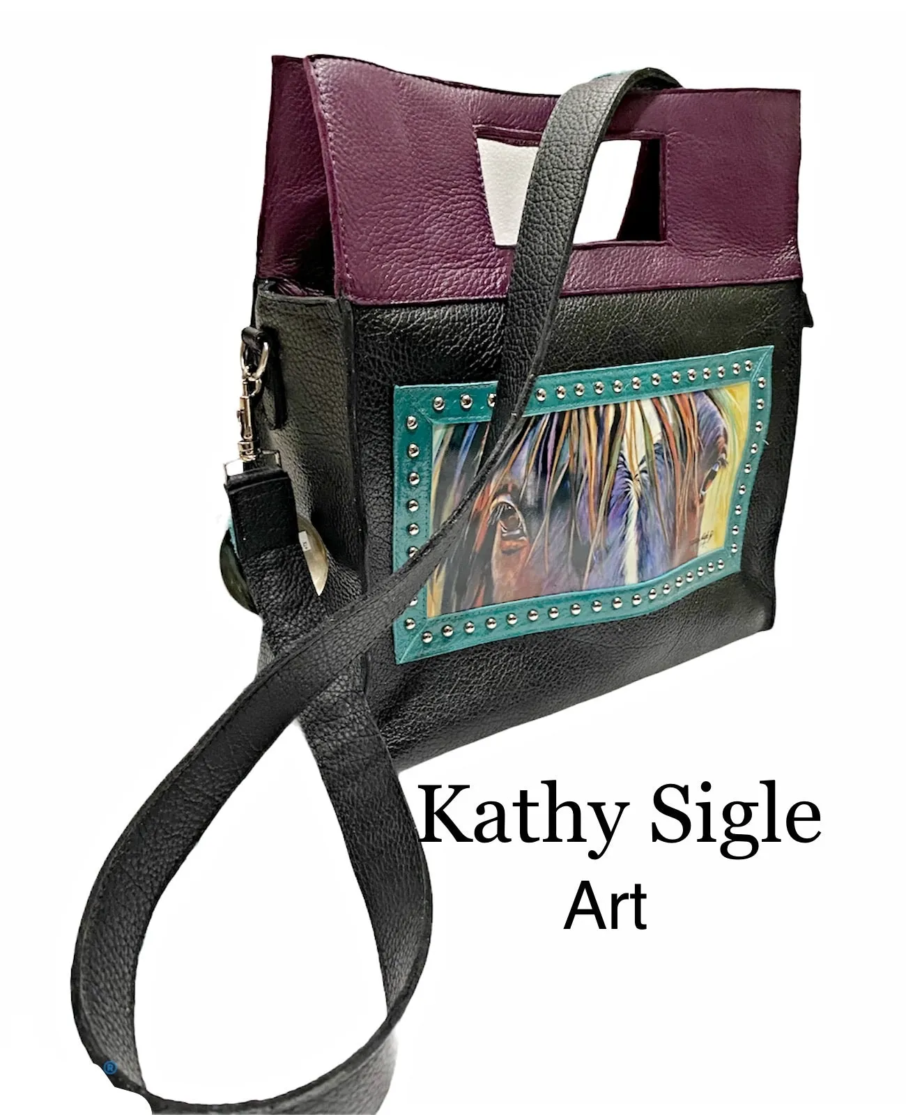 Sergios Collection featuring Kathy Sigle artist top handle and crossbody limited edition tote