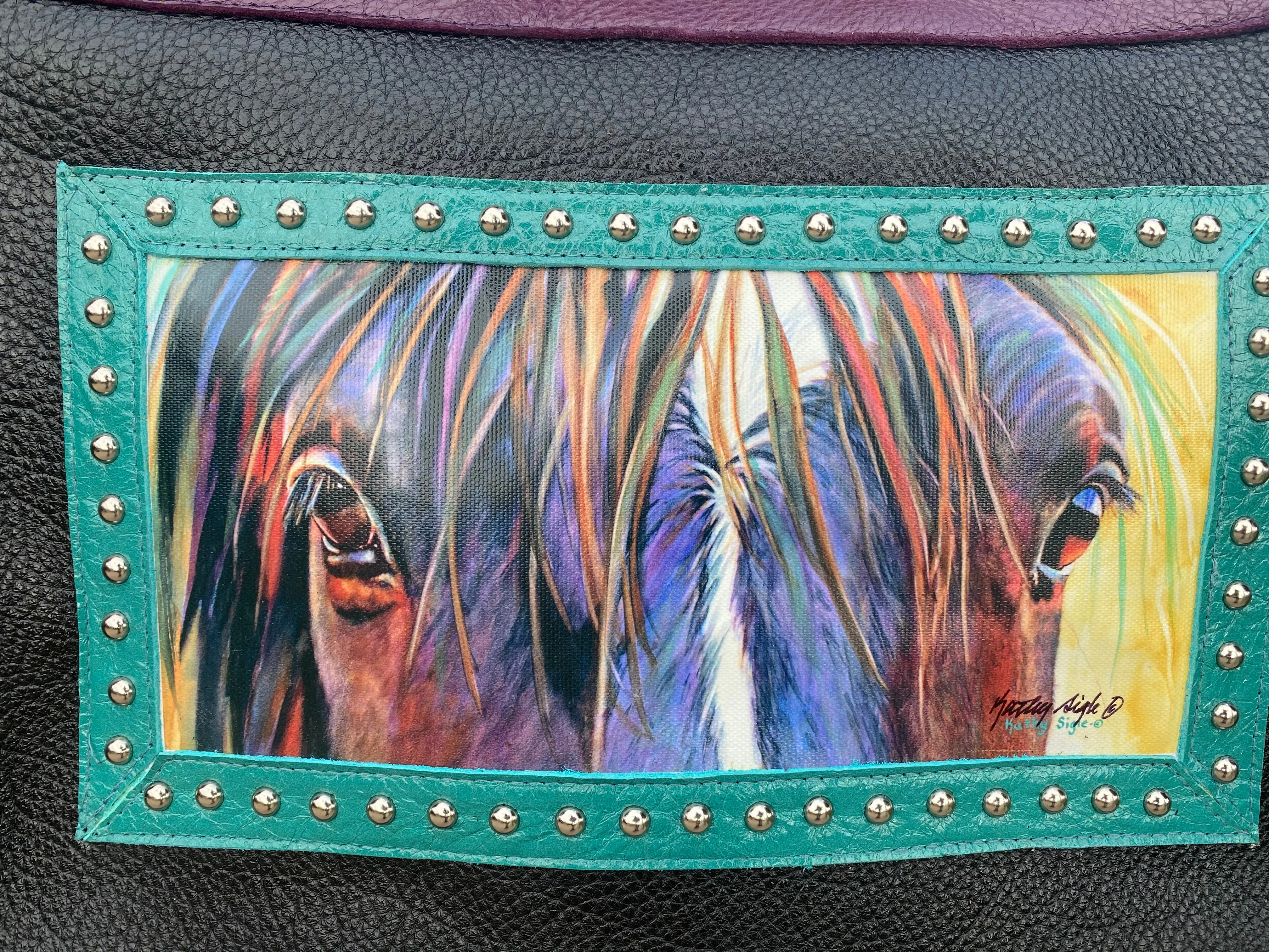 Sergios Collection featuring Kathy Sigle artist top handle and crossbody limited edition tote