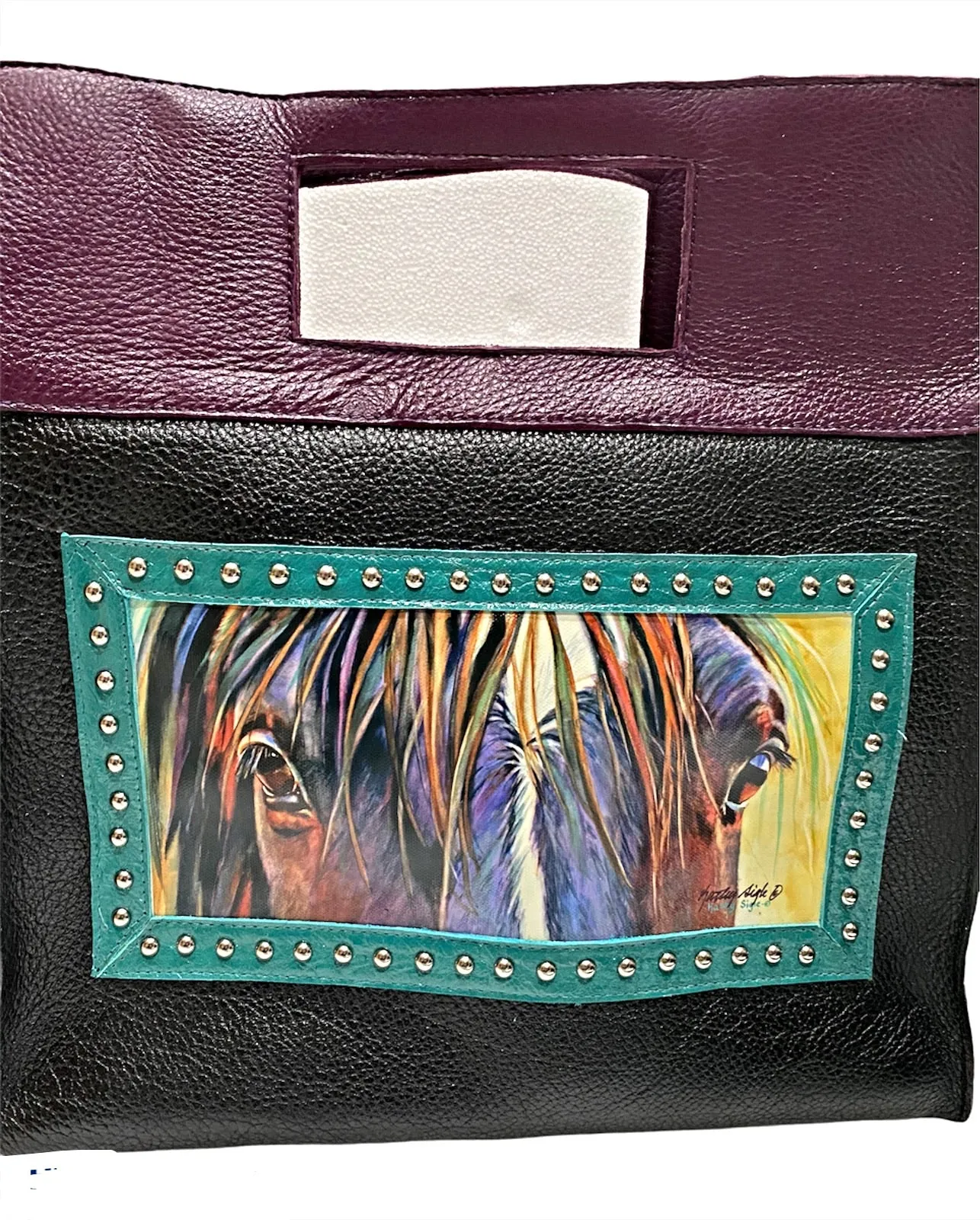 Sergios Collection featuring Kathy Sigle artist top handle and crossbody limited edition tote