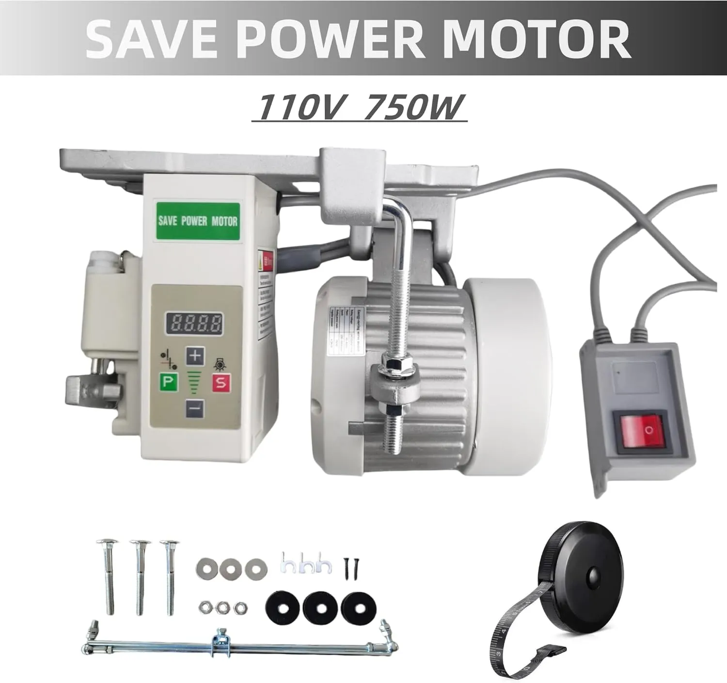 Servo Motor Sewing Machine AC110V, 750w 1HP Industrial Brushless Sewing Machine Motor with Pure Copper Coils, Energy Saving Mute (White, 750W)
