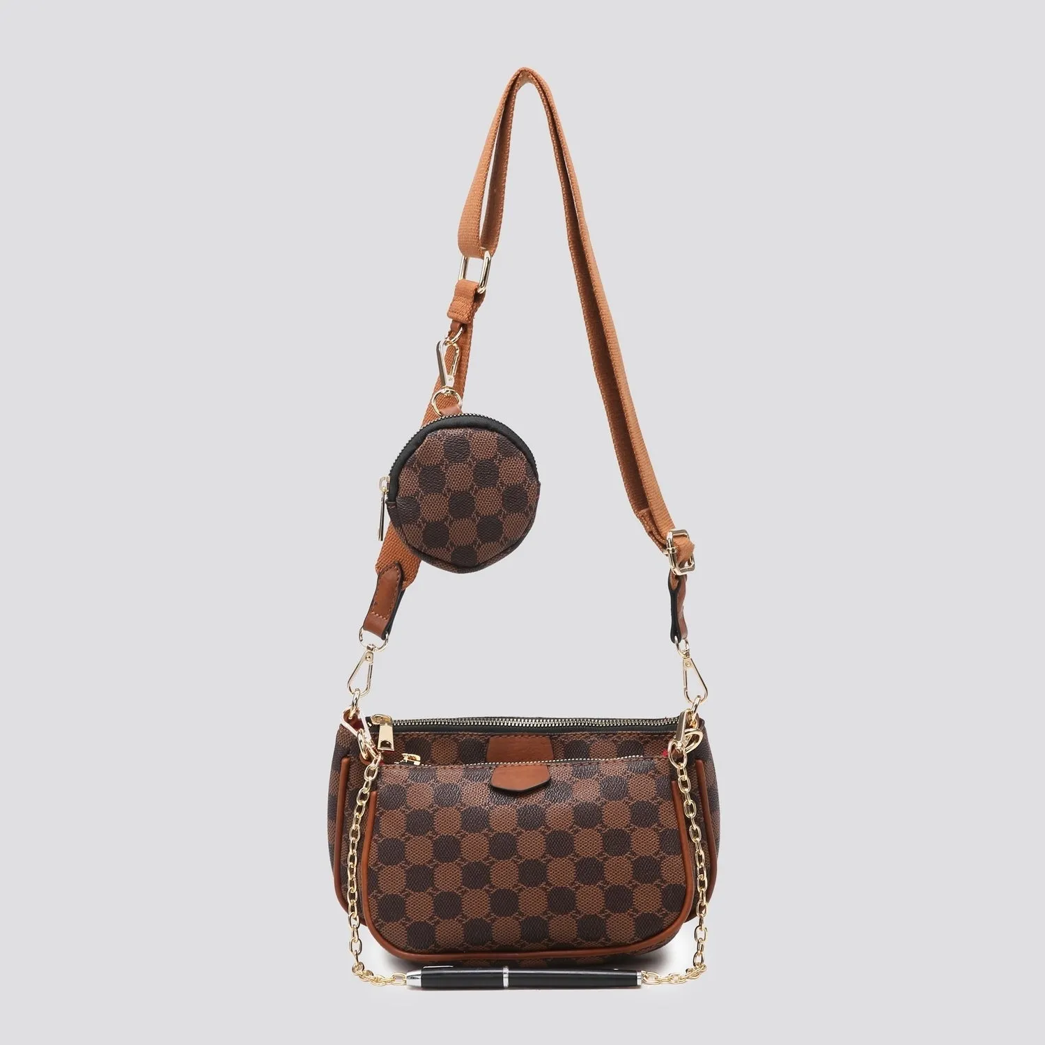 Set of 3 Shoulder bag Crossbody bag Round keychain