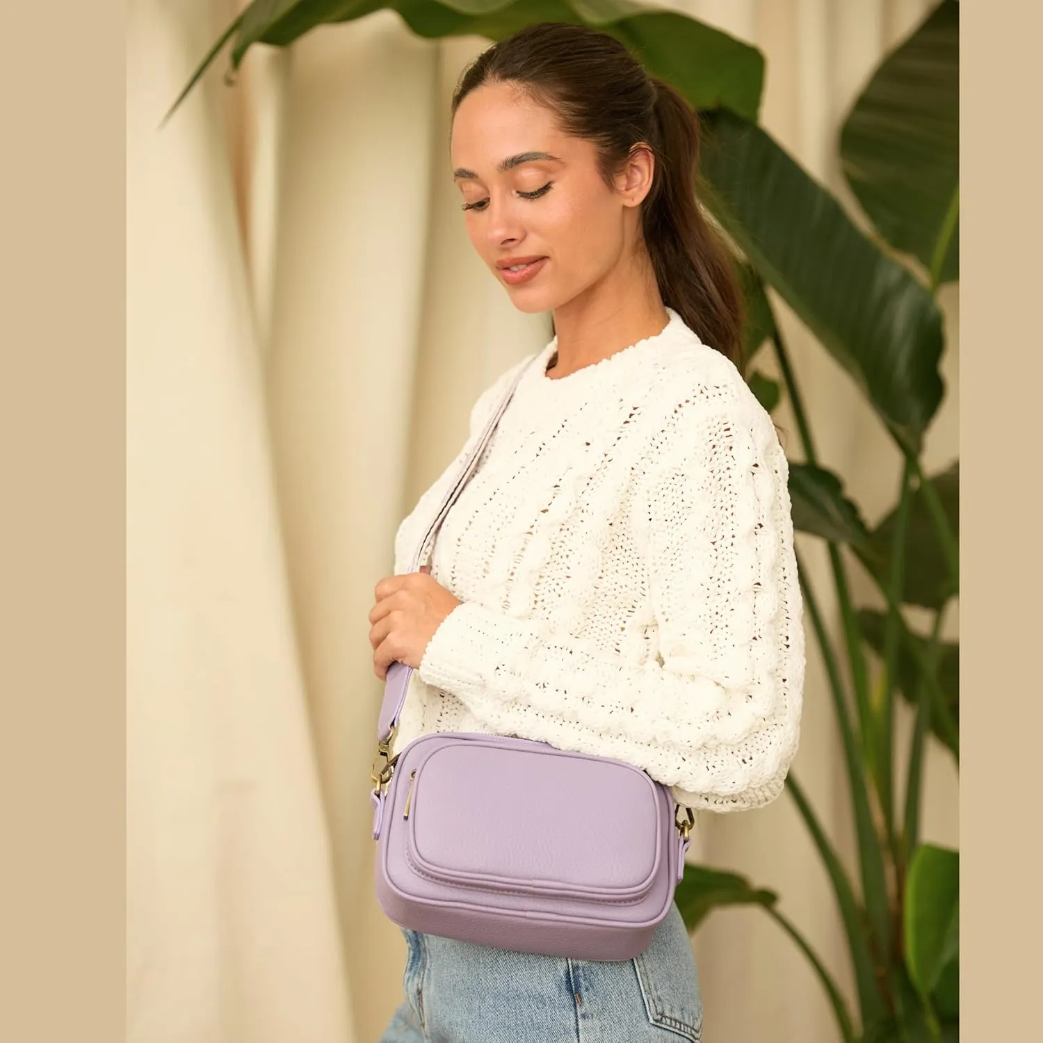 SG SUGU Small Crossbody Bag for Women, Triple Compartment Shoulder Handbags with Adjustable Strap, Camera Purse for Everyday