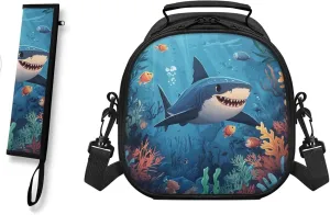 Shark Lunch Bag Kids Boy with Tableware Carrying Bag Set for Knife Fork Spoons Durable Lightweight Kid Lunch Containers and Chopsticks Pouch for School