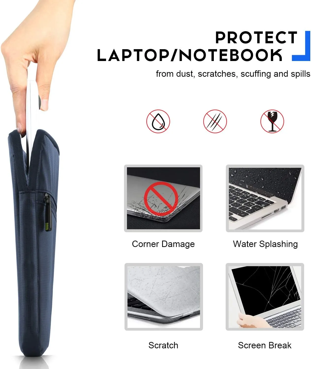 SHIELDON 13-14-Inch Laptop Sleeve Case Bag with Accessory Pocket, Water Repellent Handbag