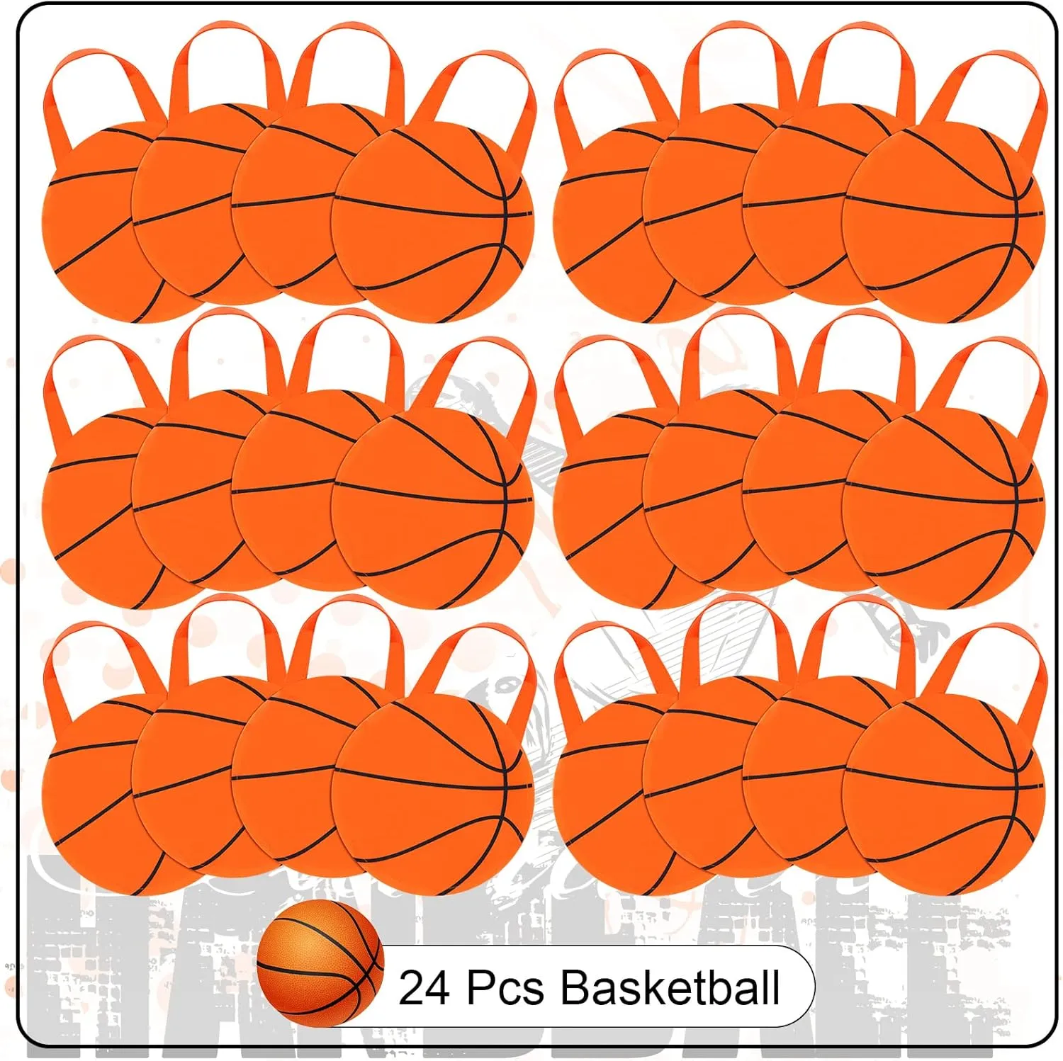 Shihanee 24 Pcs Basketball Party Favor Bags, Basketball Themed Candy Bags, Non Woven Gift Handbags for Sport Theme Party Supplies