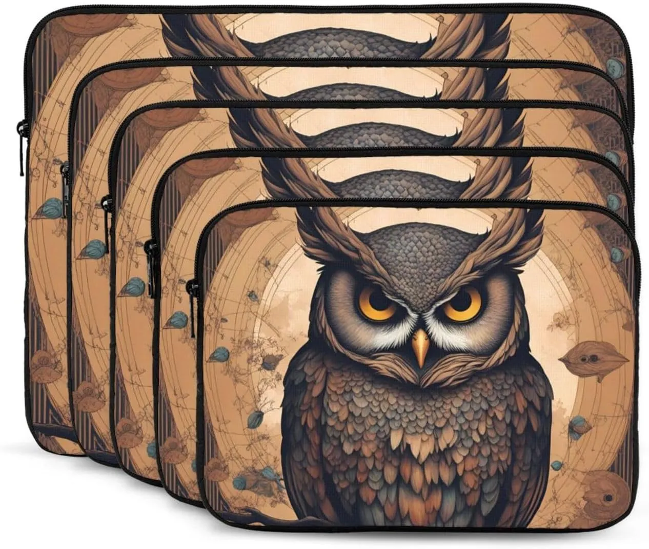 Shockproof Portable Laptop Sleeve Bag 17 inch - for Men and Women Business Travel, School, and Office Use Owl Beliefs Prints