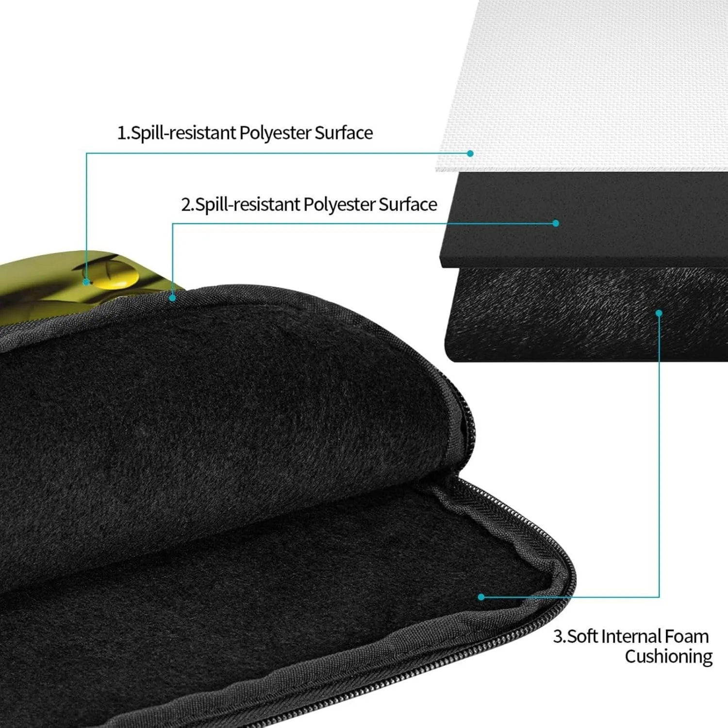Shockproof Portable Laptop Sleeve Bag 17 inch - for Men and Women Business Travel, School, and Office Use Tennis Diagram Picture