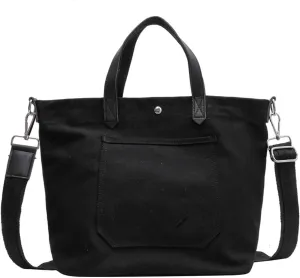 Shoulder Bag Women's Large Capacity Canvas Crossbody Bag - Multifunctional Shoulder Handbag for Leisure and Travel(Black)
