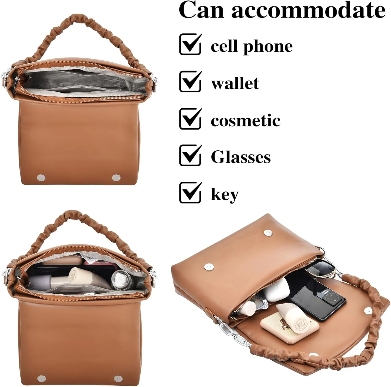 Shoulder Bags Purses for Women, Hobo Tote Bag Crossbody Wallet with 2 Removable Strap 1 Cherry