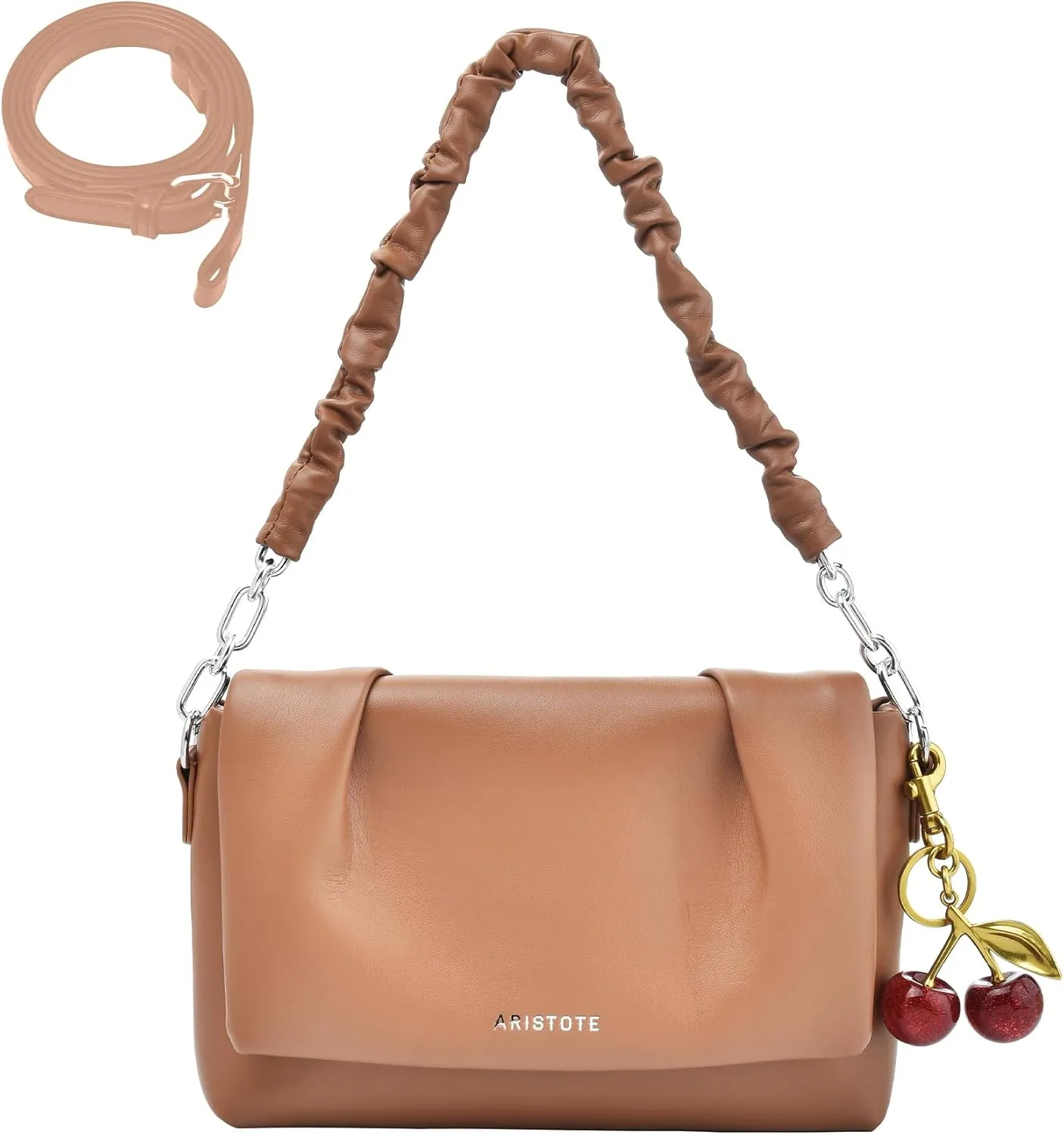 Shoulder Bags Purses for Women, Hobo Tote Bag Crossbody Wallet with 2 Removable Strap 1 Cherry