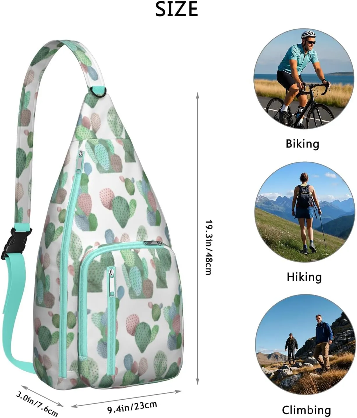 Shoulder Sling Crossbody Casual Chest Bag For Travel Sports Running,Backpack for Men & Women Lightweight Sports BagCrossbody Concealed Carry,Cactus Shoulder Bag Waterproof Chest Bag