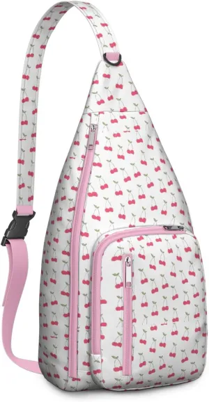 Shoulder Sling Crossbody Casual Chest Bag For Travel Sports Running,Backpack for Men & Women Lightweight Sports BagCrossbody Concealed Carry,Cherry Shoulder Bag Waterproof Chest Bag