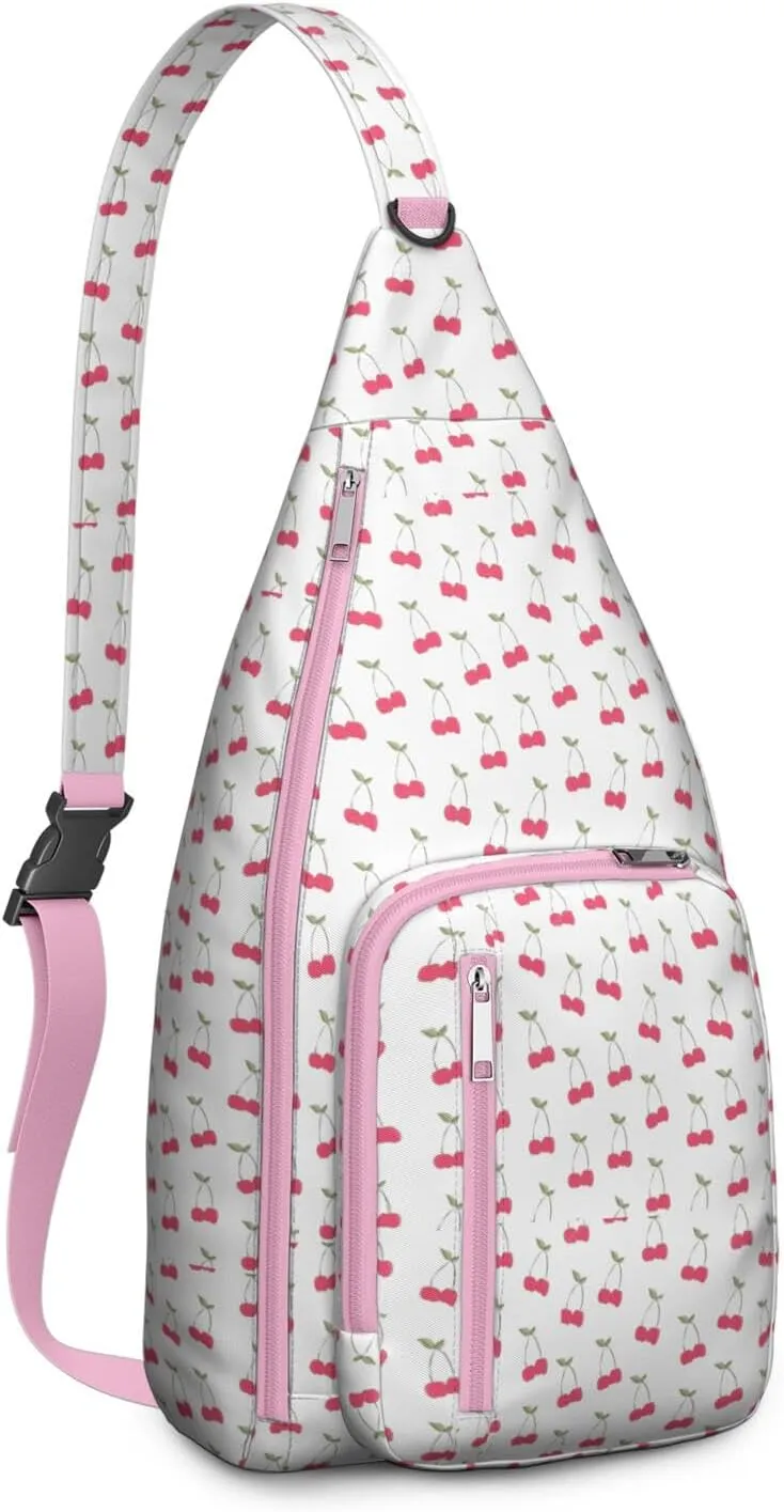 Shoulder Sling Crossbody Casual Chest Bag For Travel Sports Running,Backpack for Men & Women Lightweight Sports BagCrossbody Concealed Carry,Cherry Shoulder Bag Waterproof Chest Bag