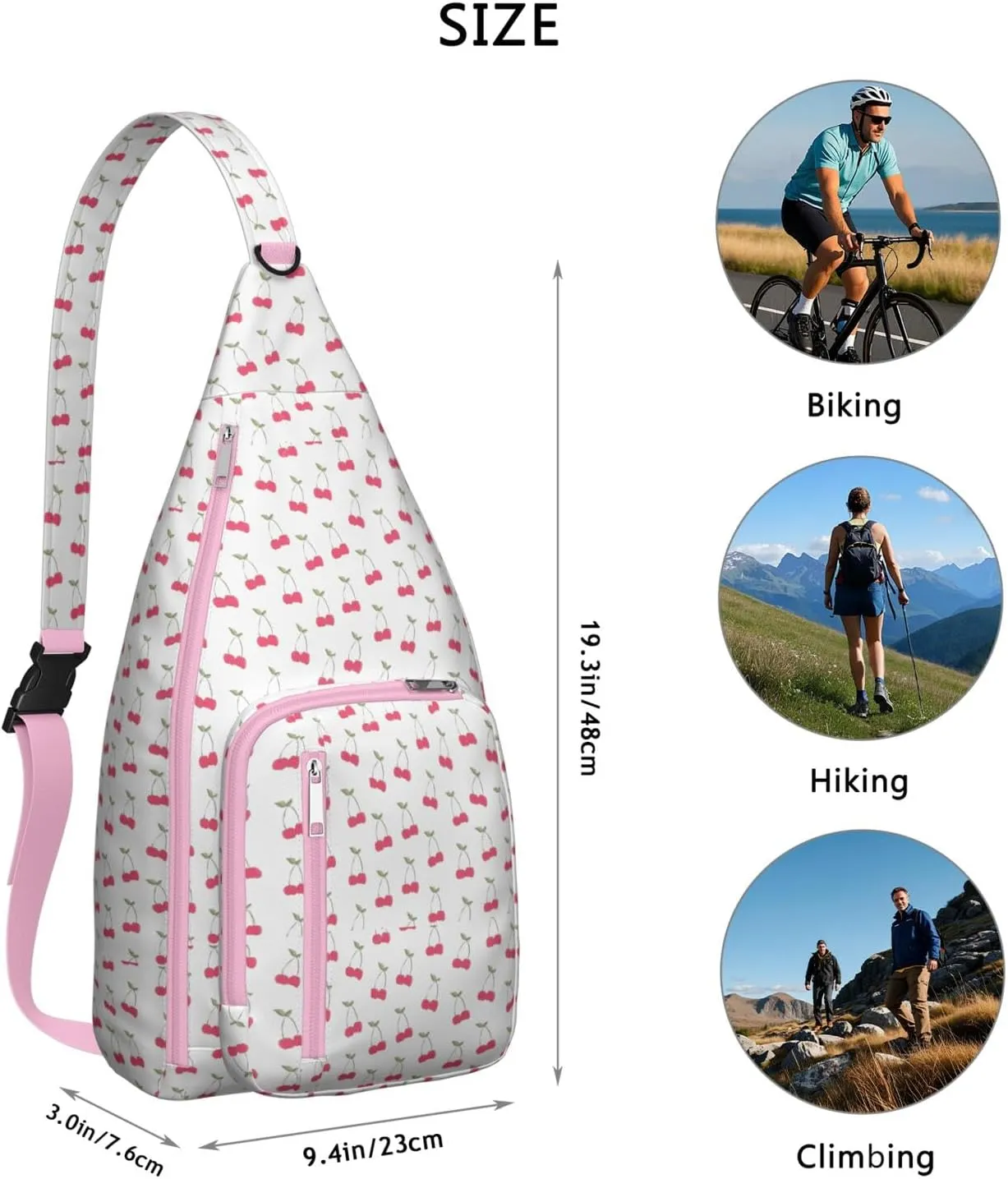 Shoulder Sling Crossbody Casual Chest Bag For Travel Sports Running,Backpack for Men & Women Lightweight Sports BagCrossbody Concealed Carry,Cherry Shoulder Bag Waterproof Chest Bag